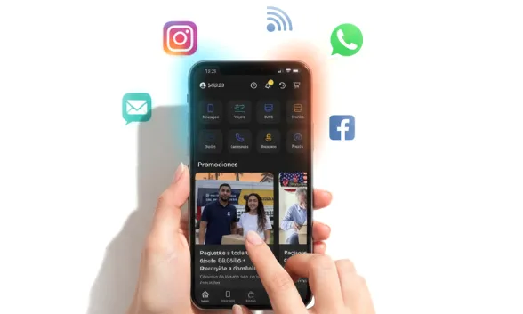 Móvil con la app de DimeCuba para recargar a Cuba