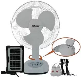 Ventiladores Recargables Voltage 12''+Panel solar+2 bombillos LED