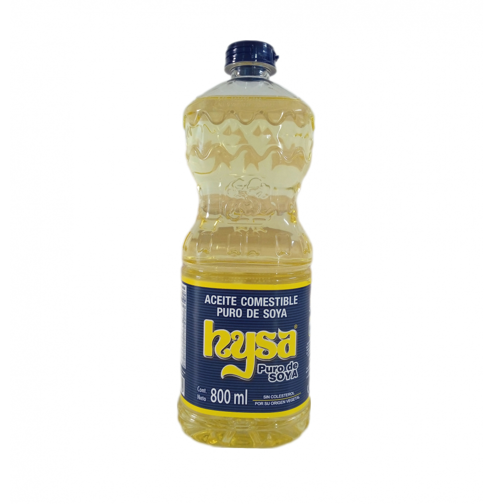 Aceite comestible puro de soya Hysa (800 ml)