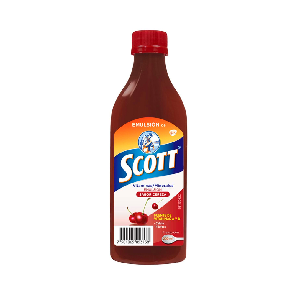 Aceite de hígado de bacalao con sabor a cereza Scott (200 ml)