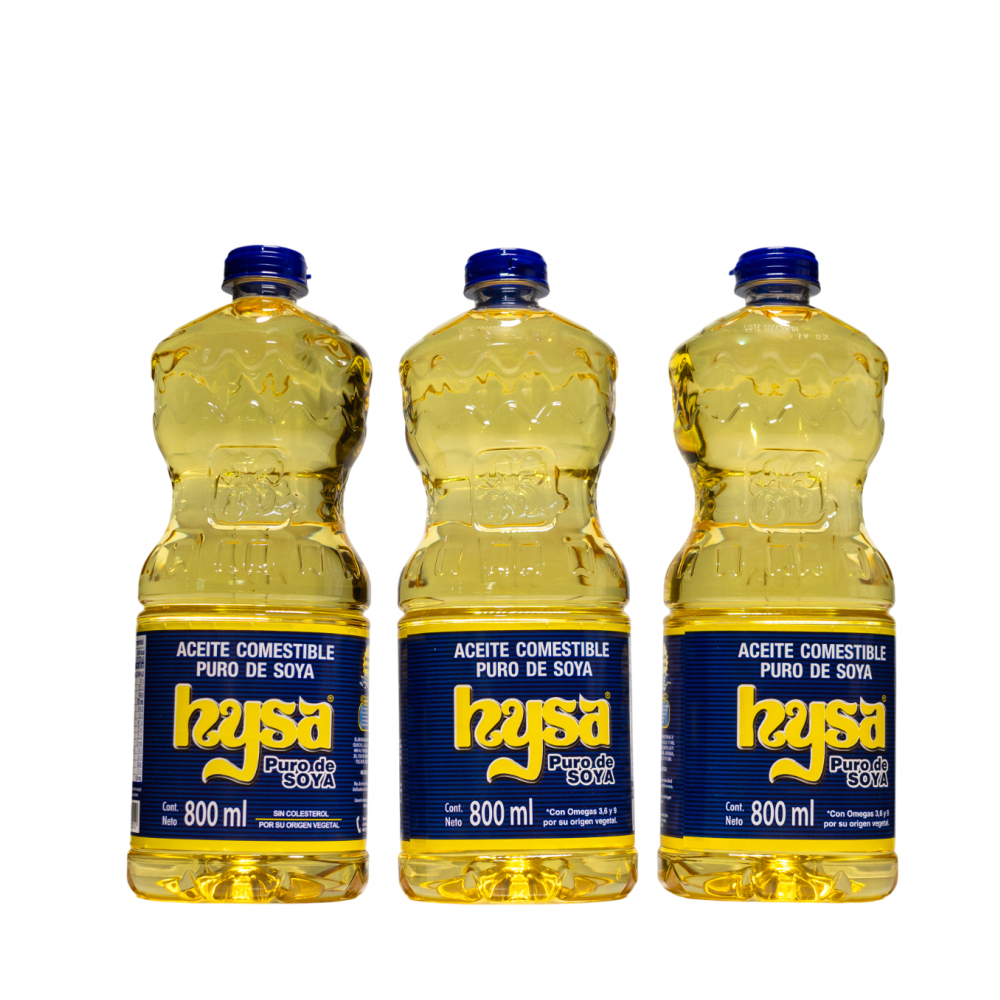 Aceite puro de soya Hysa (3 x 800 ml)