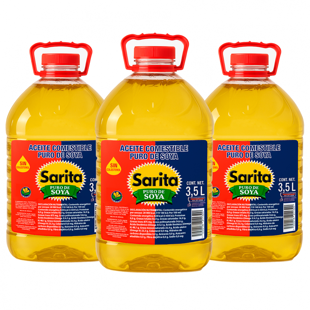 Aceite puro de soya Sarita (2 x 3.5 L)