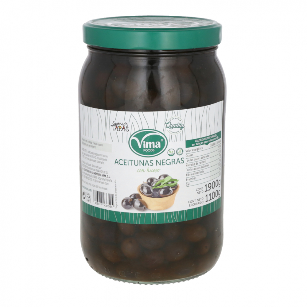 Aceitunas negras con hueso Vima Foods (1.9 Kg / 4.18 lb)