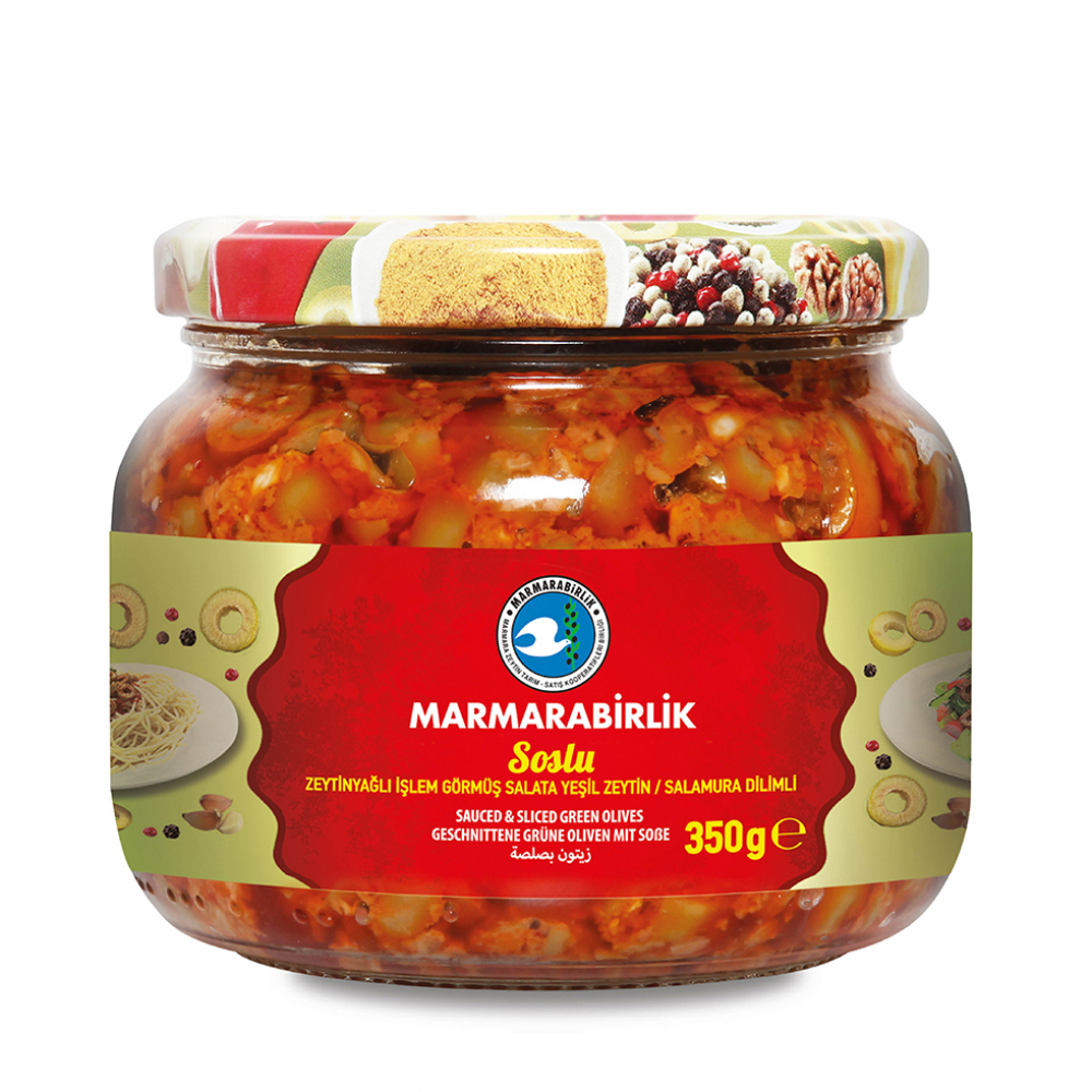 Aceitunas verdes en rodajas con salsa Marmarabirlik (350 g / 12.34 oz)