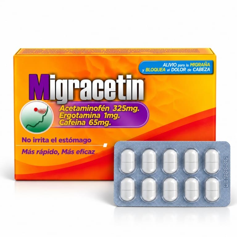 Acetaminofén+ Ergotamina+ Cafeína (10capletas) MIGRACETN