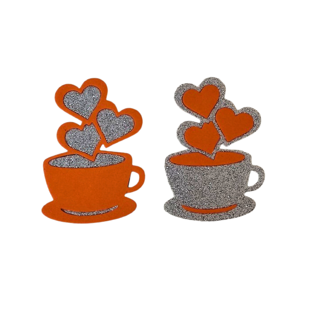 Adorno de regalo con pegatina diseño de tazas & corazones
