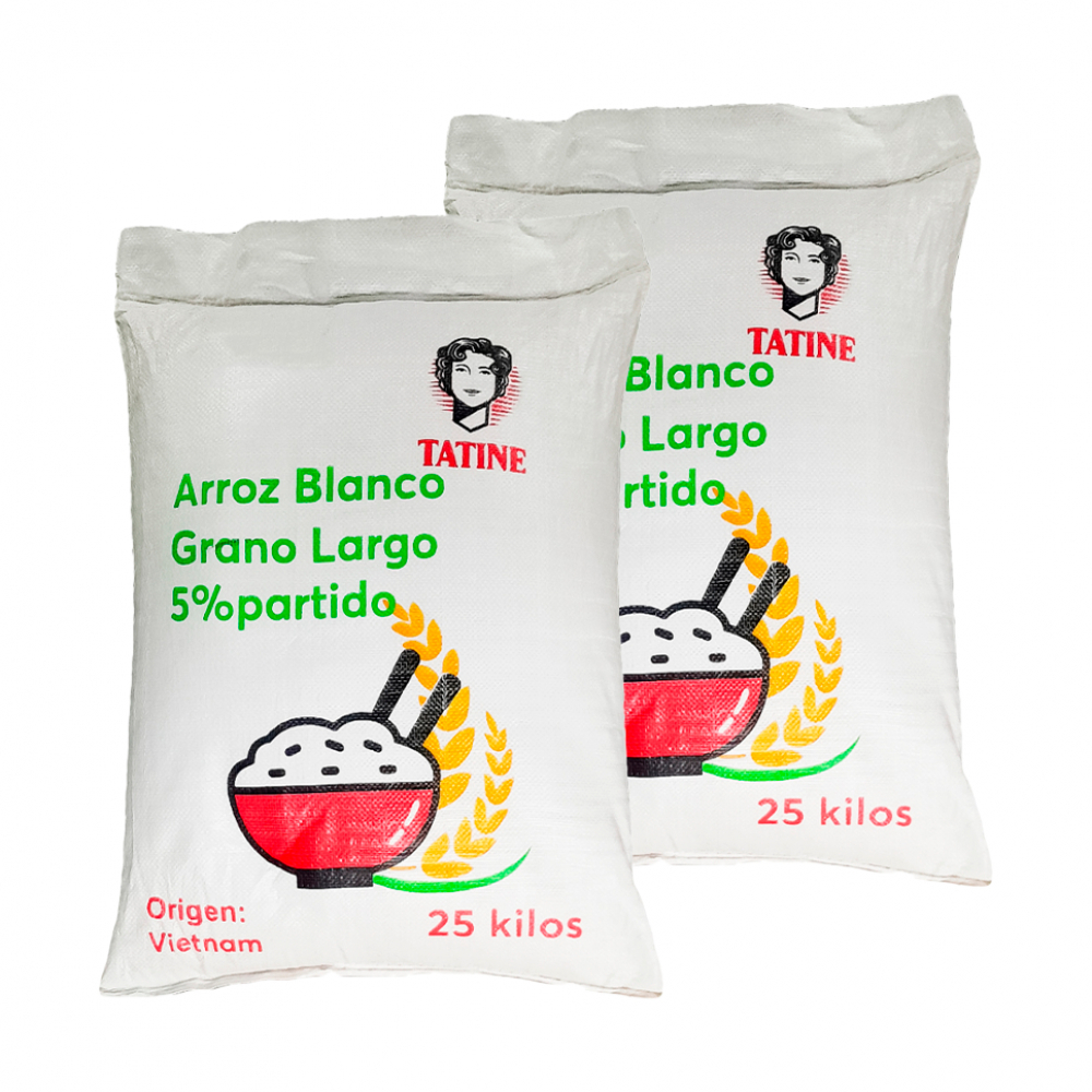 Arroz de grano largo 5% de grano partido Tatine (2 x 25 kg / 55.1 lb)