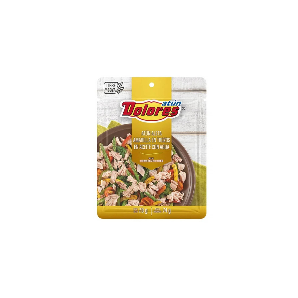 Atún aleta amarilla en trozos en aceite con agua Dolores (78 g / 2.75 oz)
