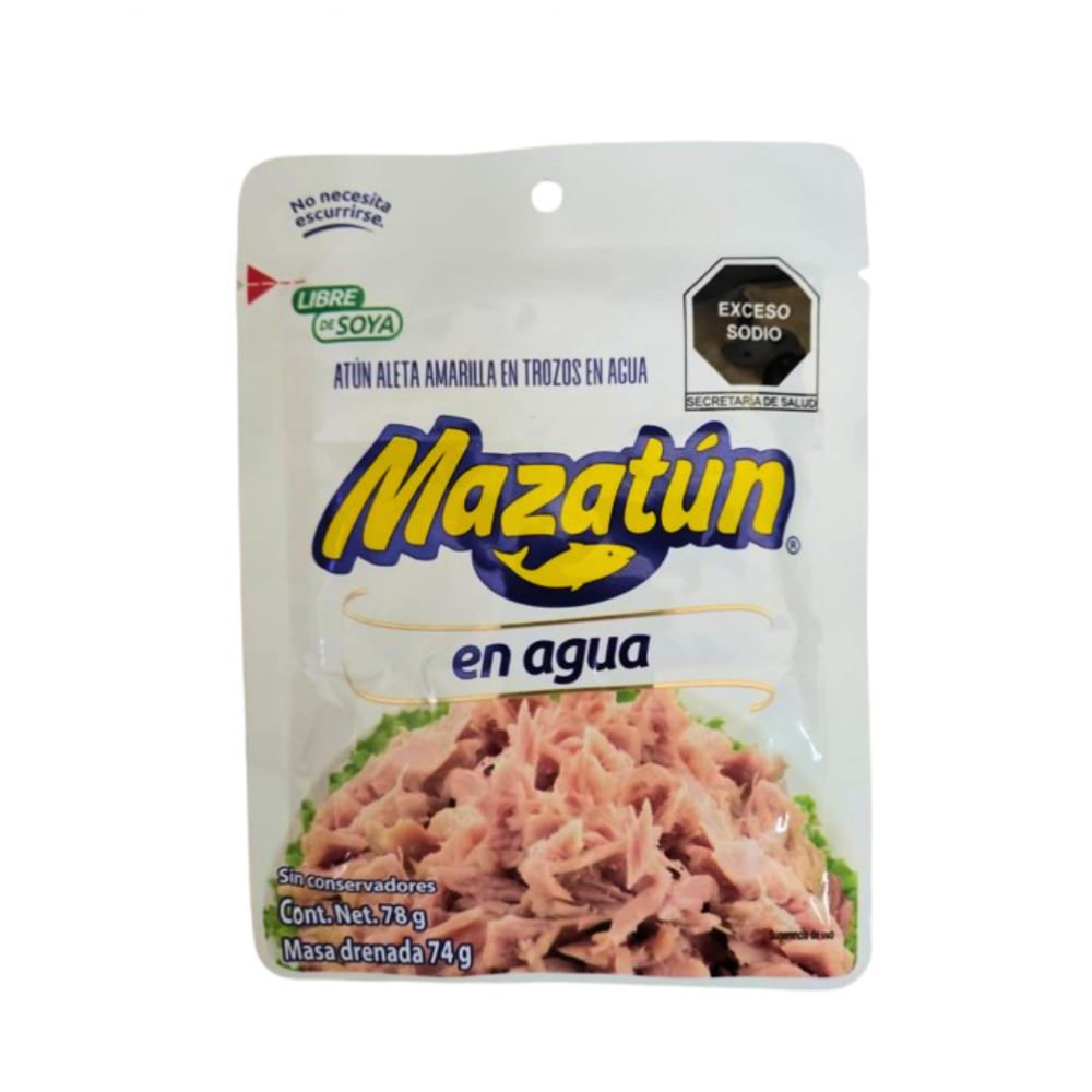 Atún aleta amarilla en trozos y en agua Mazatún (78 g / 2.7 oz)