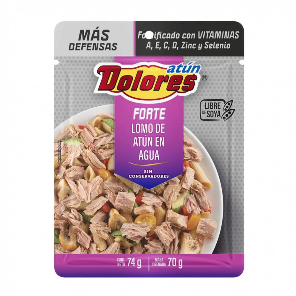 Atún en agua fortificado con vitaminas Forte Dolores (74 g / 2.61 oz)