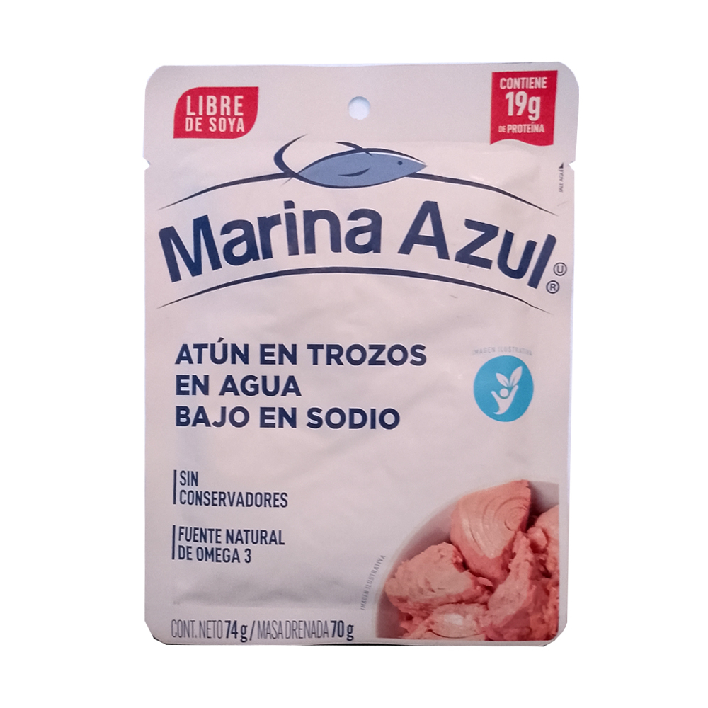 Atún en trozos en agua bajo en sodio (74 g / 2.61 oz)