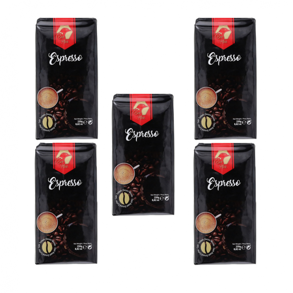 Café molido natural espresso Beo Hive (5 x 250 g / 8.8 oz)