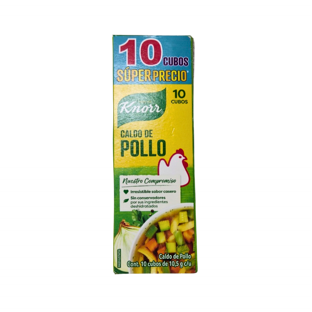 Caja con 10 cubos de caldo de pollo Knorr (105 g / 3.7 oz)