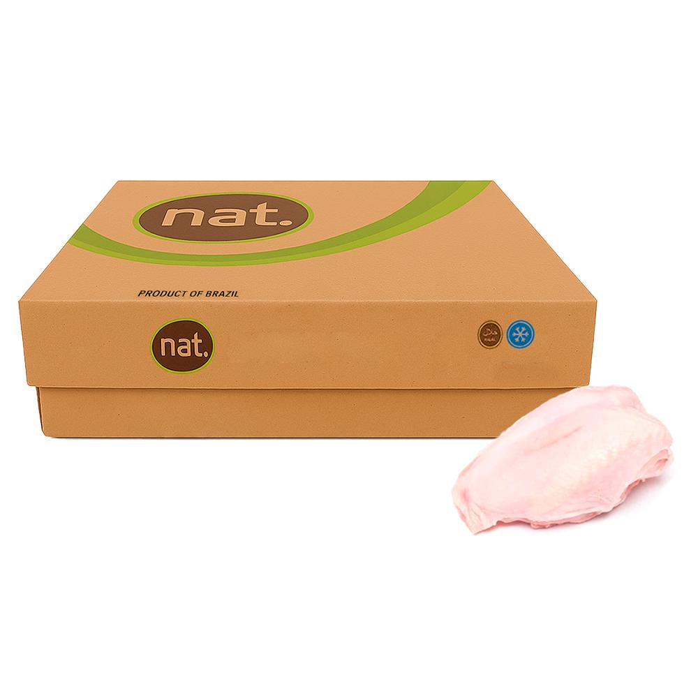 Caja de pechuga de pollo congelada con piel y con hueso Nat (10 kg / 22 lb)