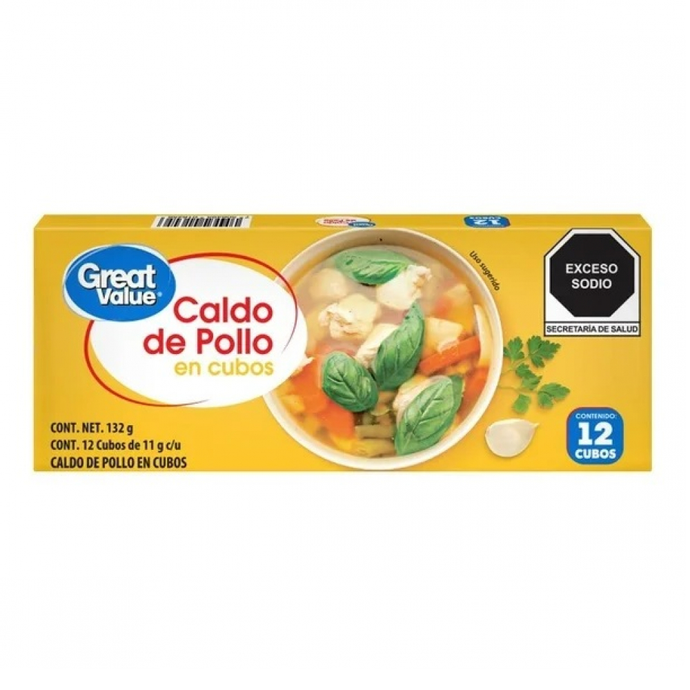 Caldo de pollo en cubos Great Value (8 x 11 g)
