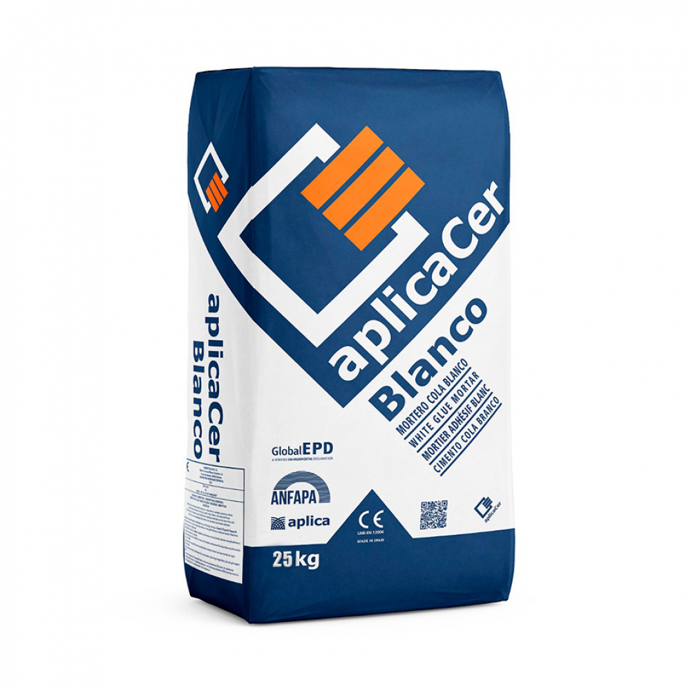 Cemento de cola blanco CE para interiores Aplicacer (25 kg / 55.11 lb)