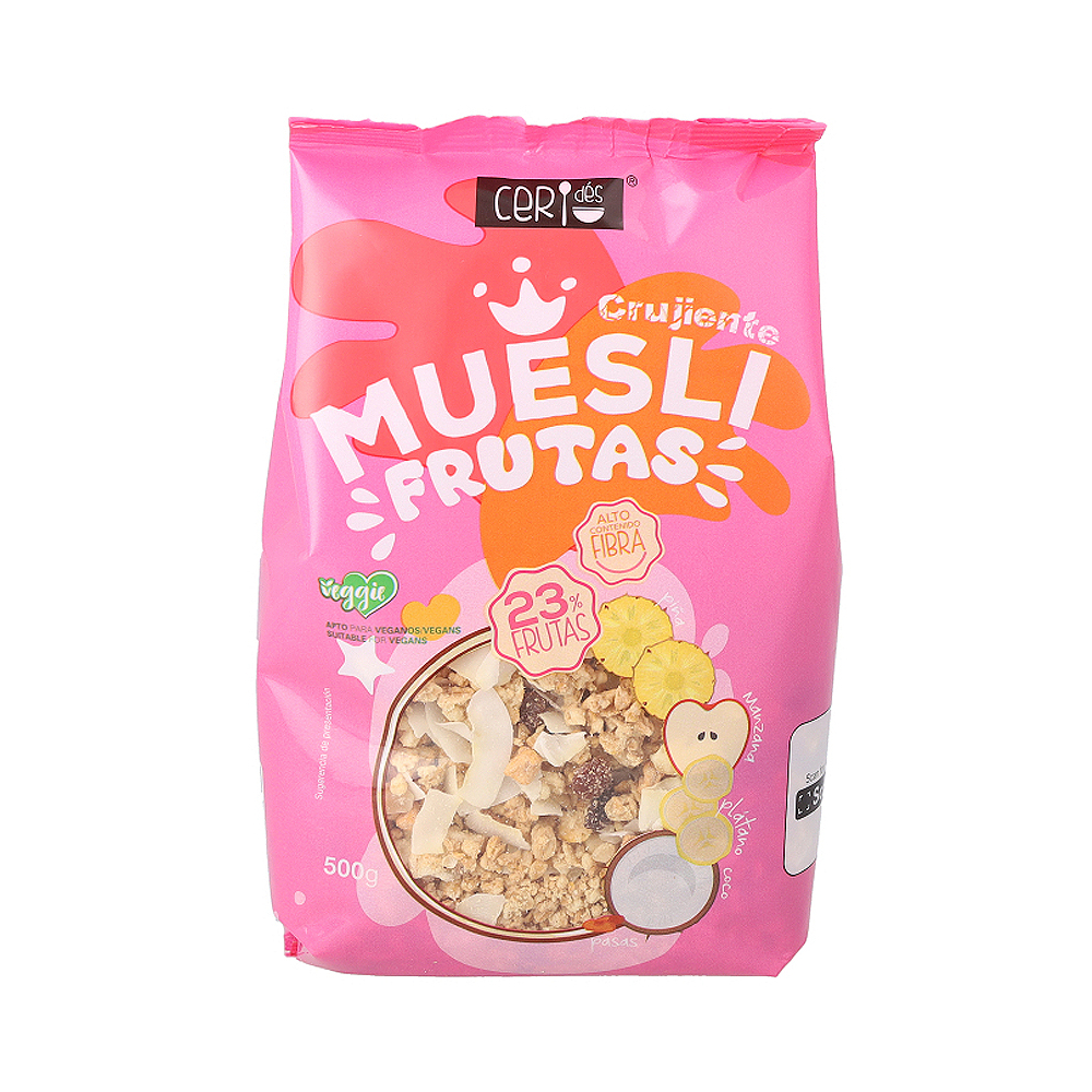 Cereal Muesli crujiente de frutas Ceridés (500 g / 1.1 lb)