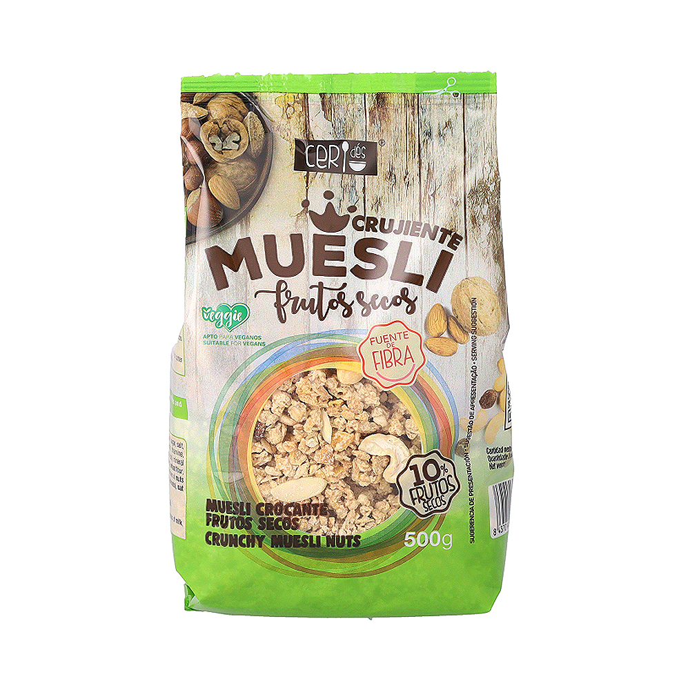 Cereal Muesli crujiente de frutos secos Ceridés (500 g / 1.1 lb)