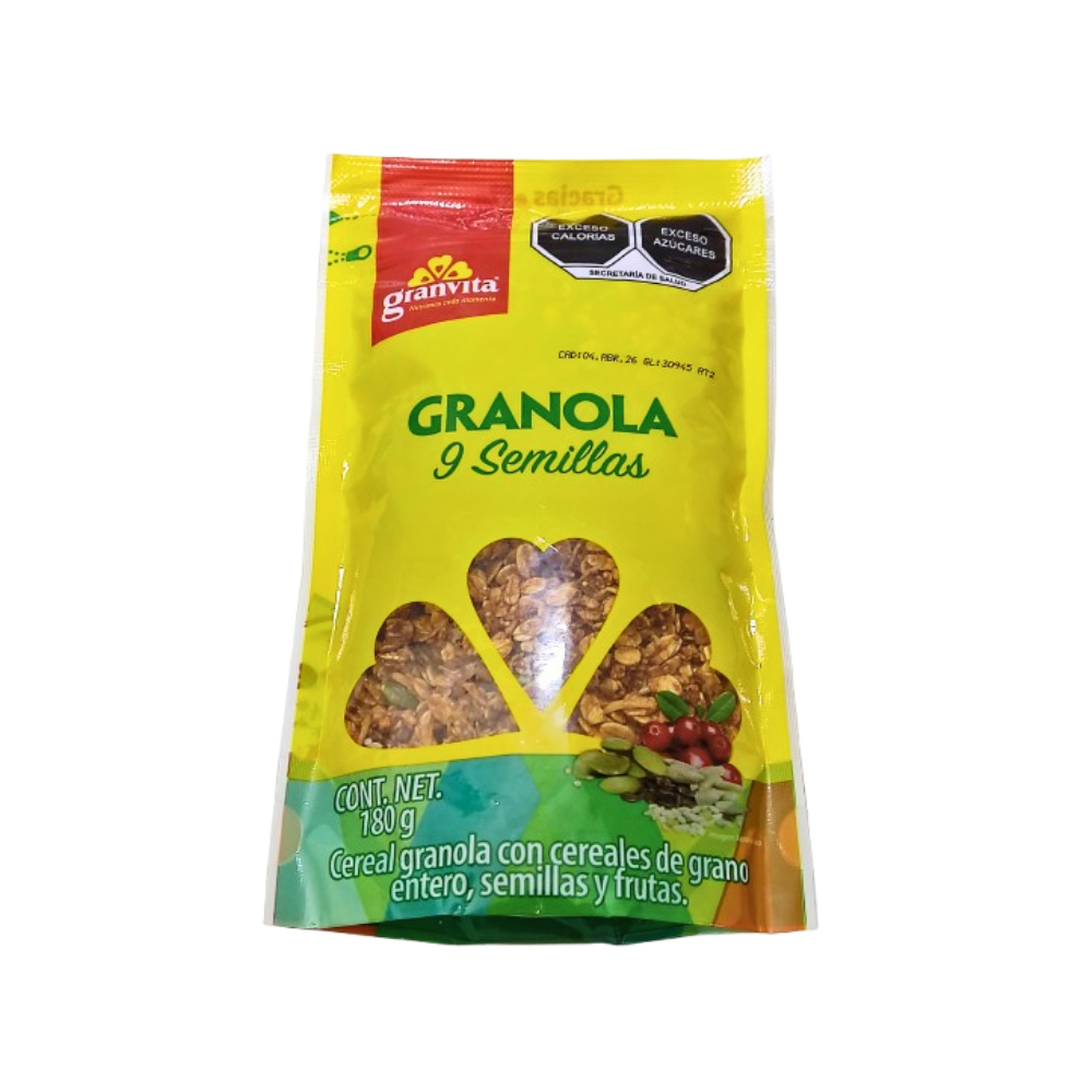 Cereal granola con cereales de grano entero, semillas y frutas Granola y Semillas Granvita (180 g / 6.3 oz)