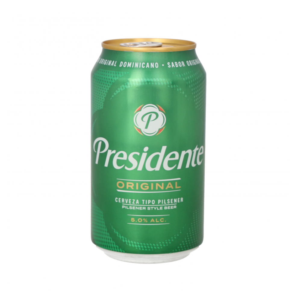Cerveza de lata Presidente (355 ml / 12 oz)