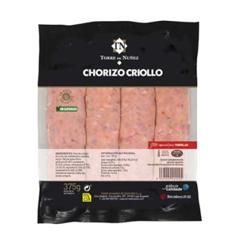 Chorizo Criollo Congelado (375 gr) TORRE DE NUÑEZ