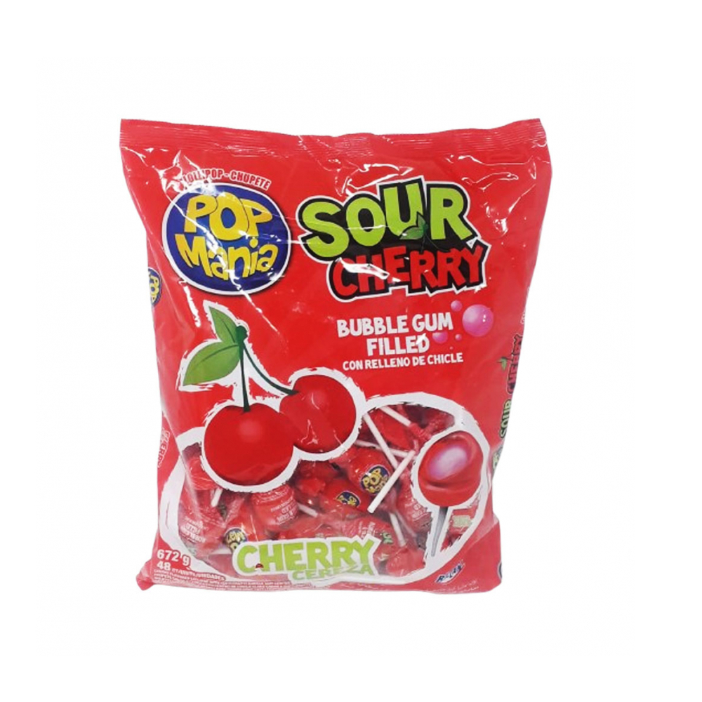 Chupa chupa sabor cereza con relleno de chicle Pop Mania (672 g / 1.48 lb))