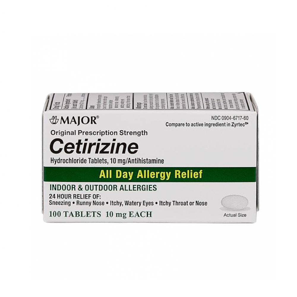 Clorhidrato de Cetirizina 10 mg Major (100 tabletas)