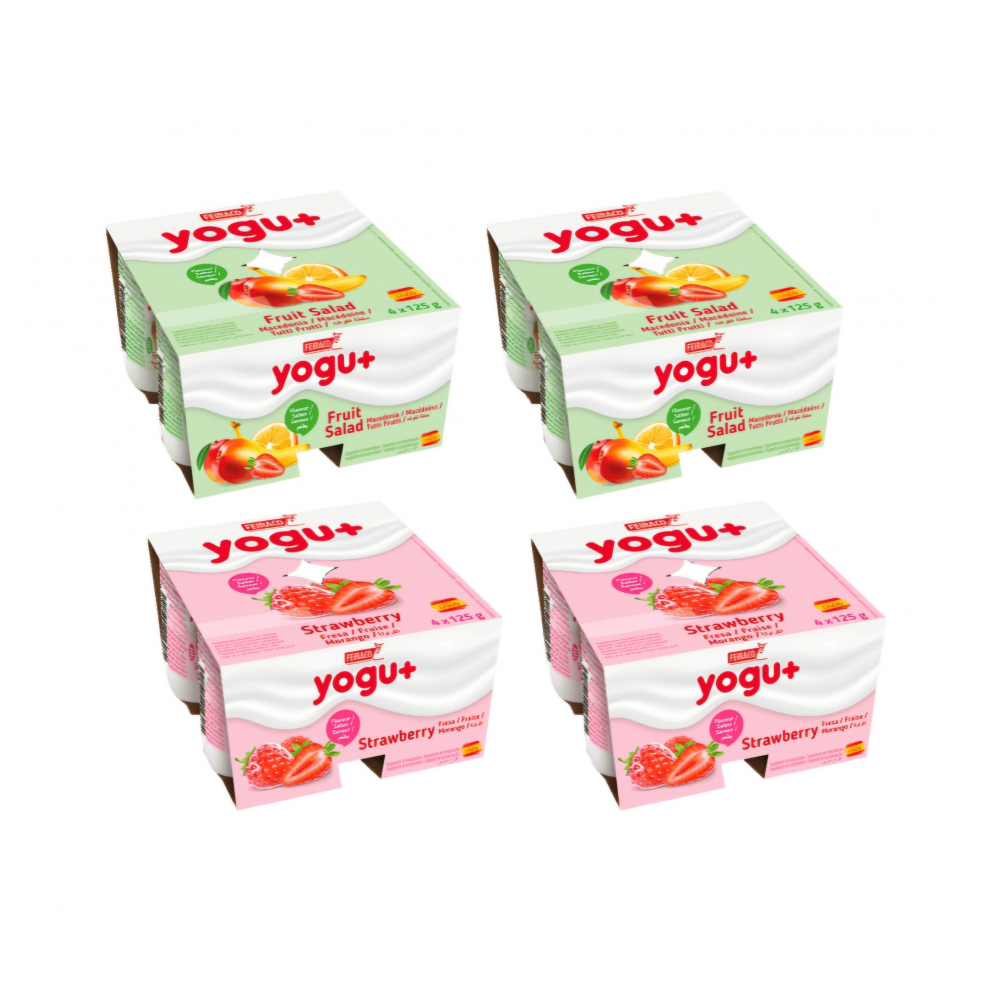 Combo: Yogur pasteurizado sabor a fresa + yogur pasteurizado sabor a macedonia