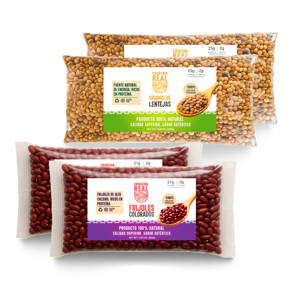 Combo de granos #26: Frijoles colorados + Lentejas Cosecha Real