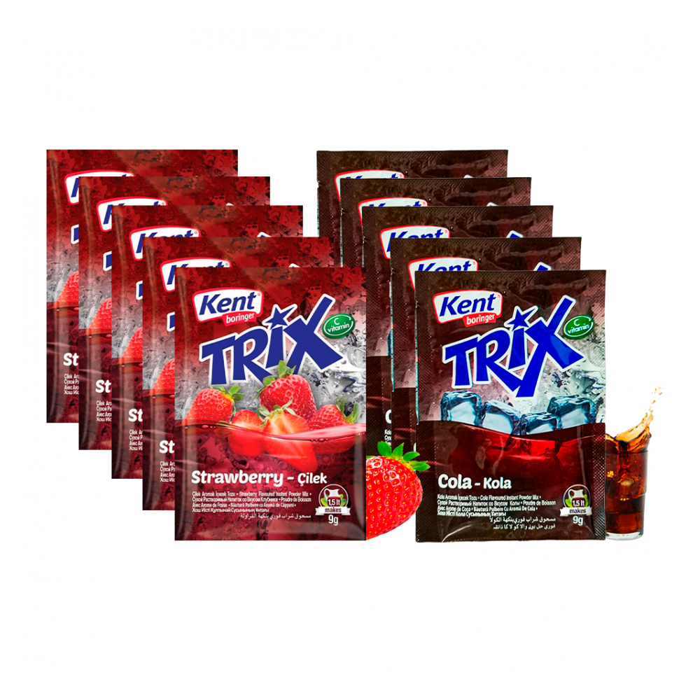 Combo de refrescos: Refresco en polvo sabor fresa Trix + Refresco en polvo sabor cola Trix