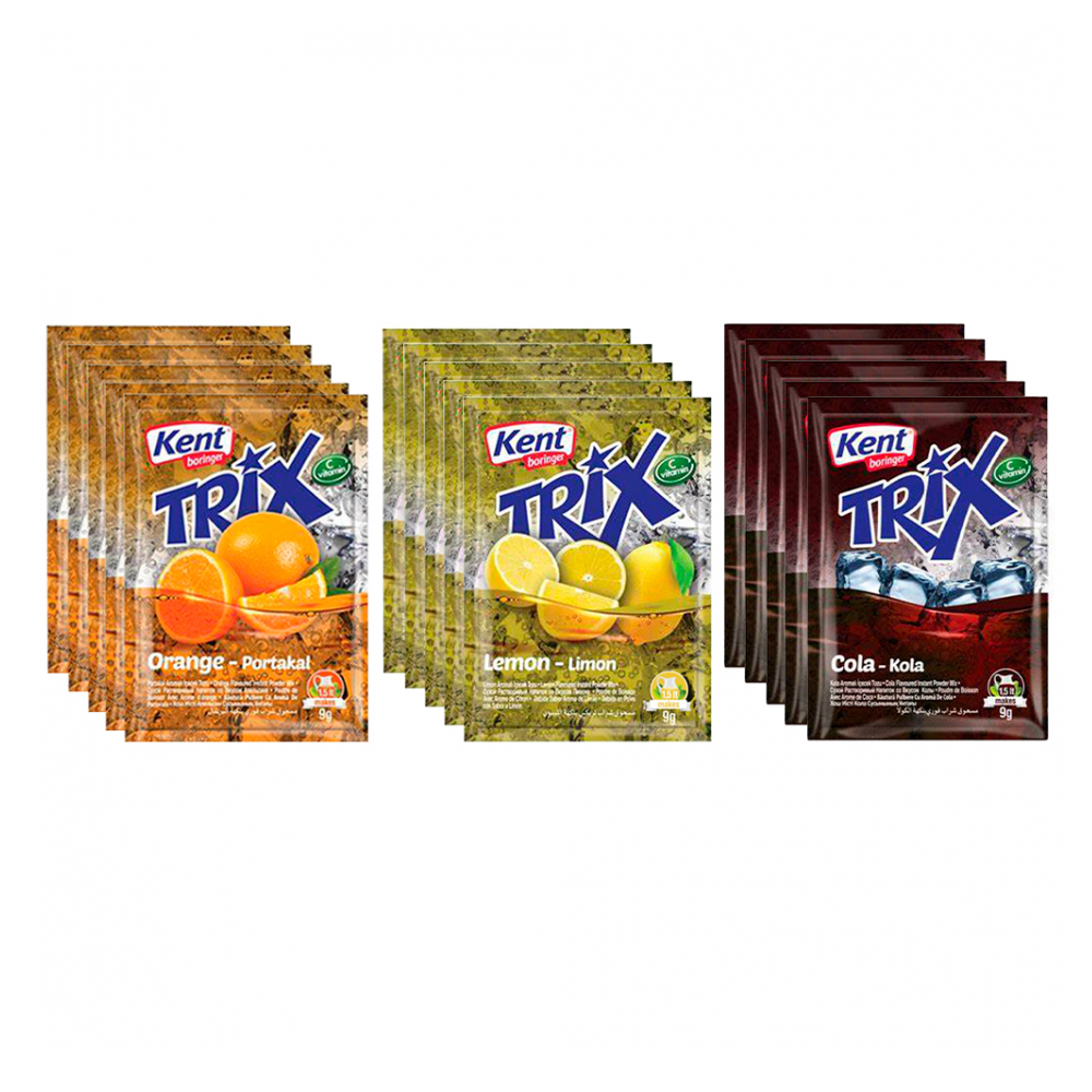 Combo de refrescos en polvo: Refresco en polvo sabor naranja + Refresco en polvo sabor limón + Refresco en polvo sabor cola