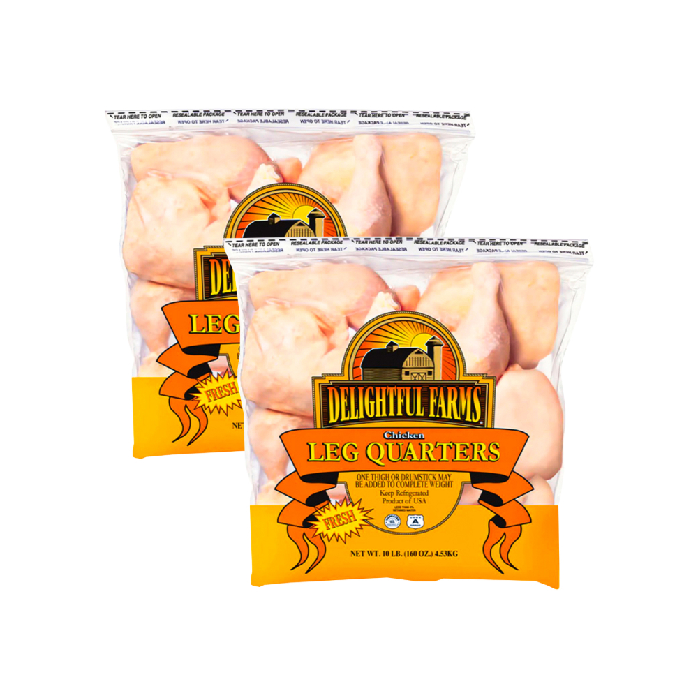 Cuartos traseros de pollo Delightful Farms (2 x 4.54 kg / 10 lb)
