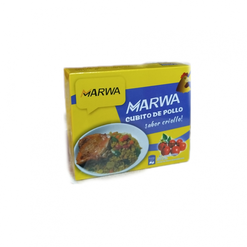 Cubito de caldo de pollo sabor criollo con tomate Marwa (600 g / 1.32 lb)