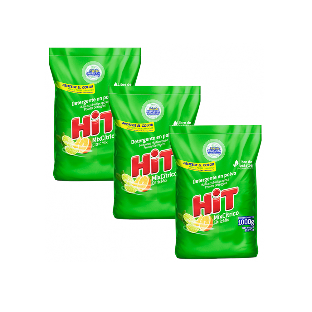Detergente en polvo con aroma mixto de cítricos Hit (3 U)