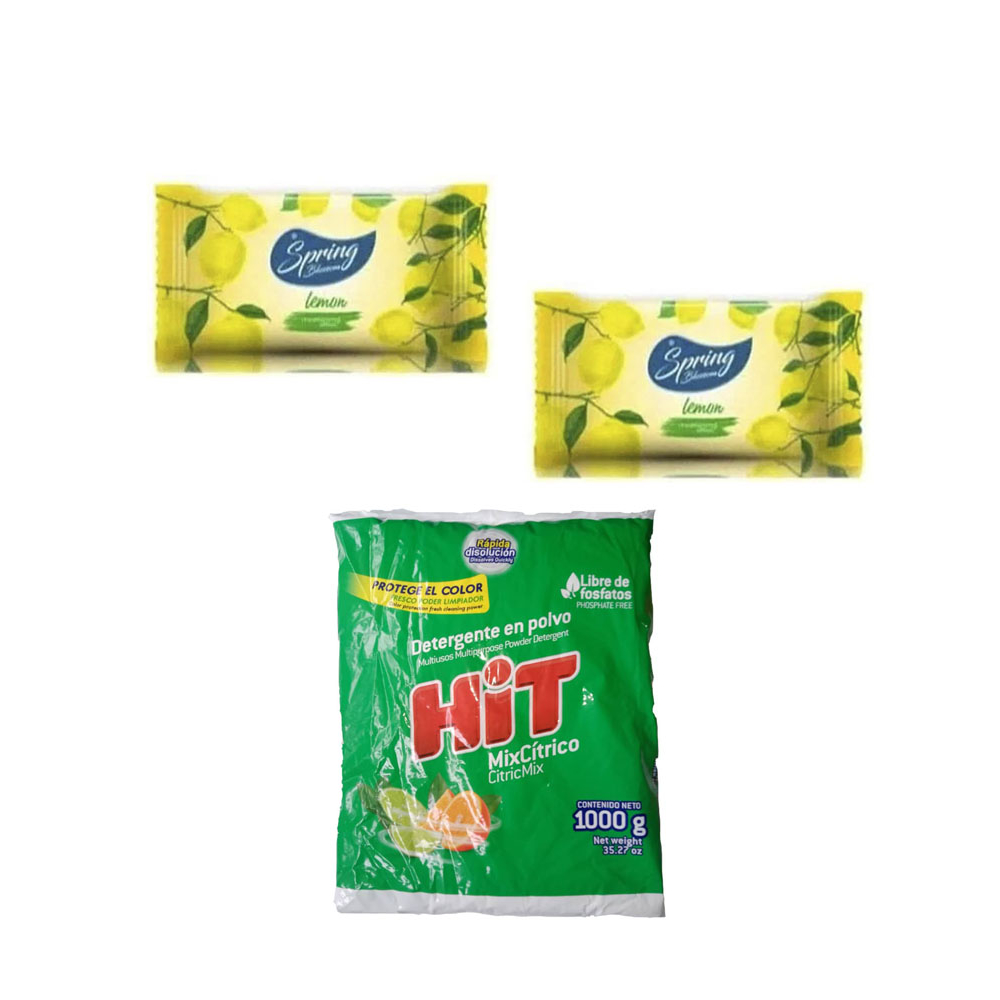 Detergente en polvo mixcítrico Hit + Jabón de tocador de limón Spring blossom