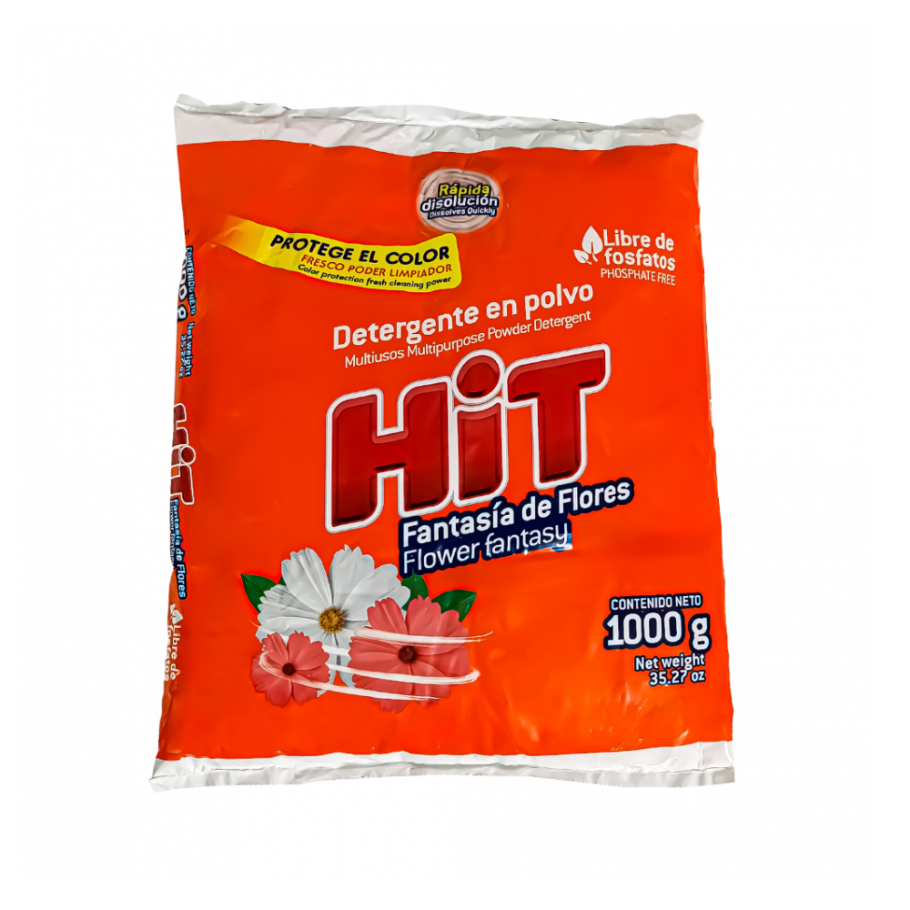 Detergente en polvo multiusos aroma fantasía de flores Hit (1 kg / 2.2 lb)