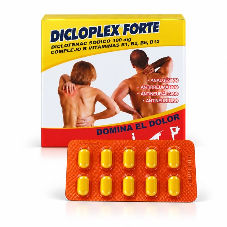 Diclofenaco sódico + Complejo B (100mg x 10capletas) DICLOPLEX FORTE