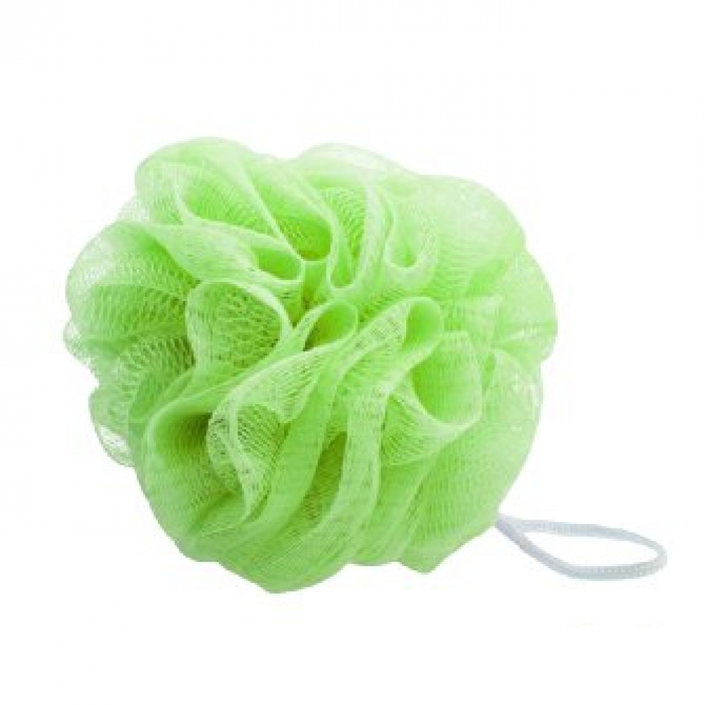 Esponja de baño exfoliante de malla color verde