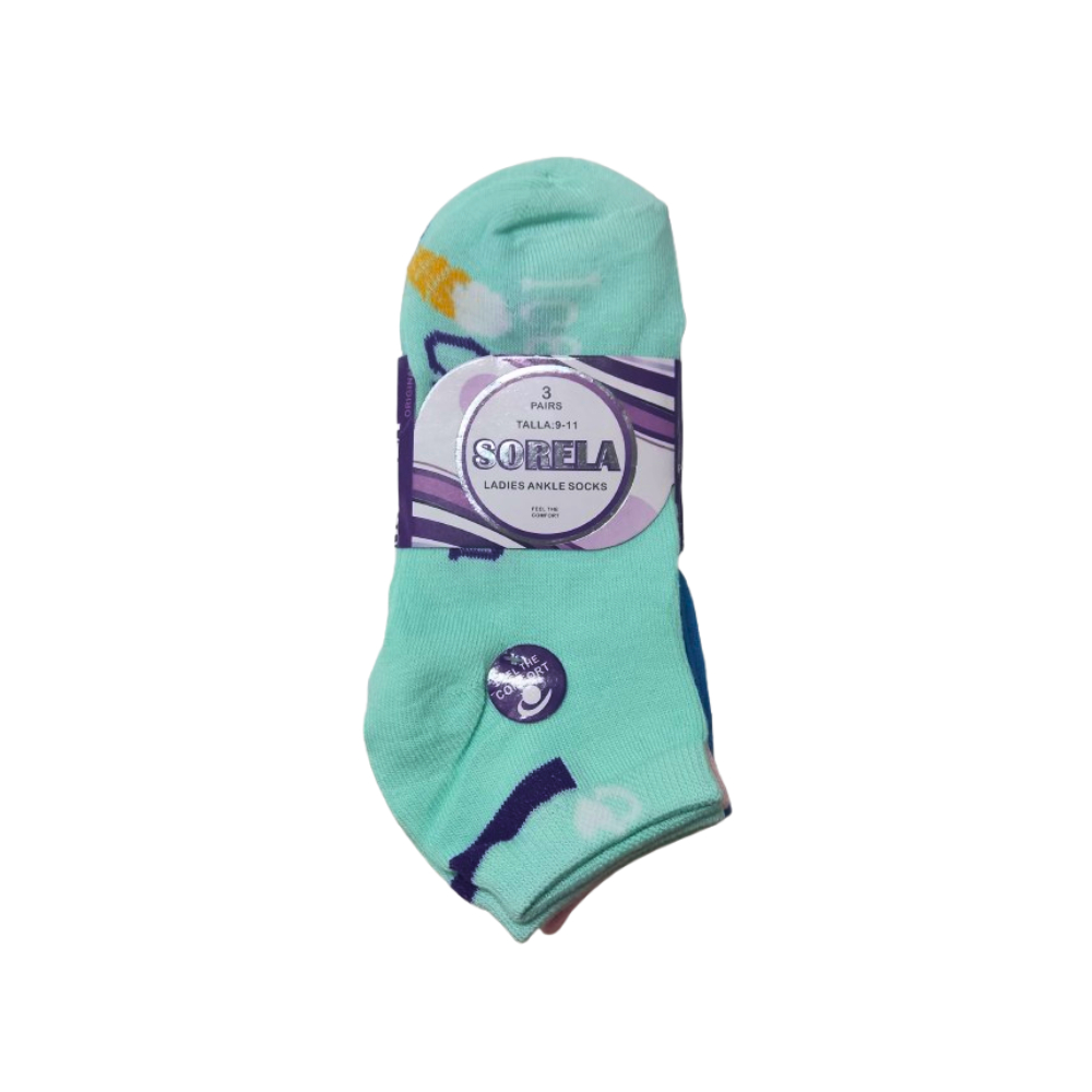 Estuche de 3 pares de calcetines tobilleros para mujer - Talla 9 - 11 - Sorela