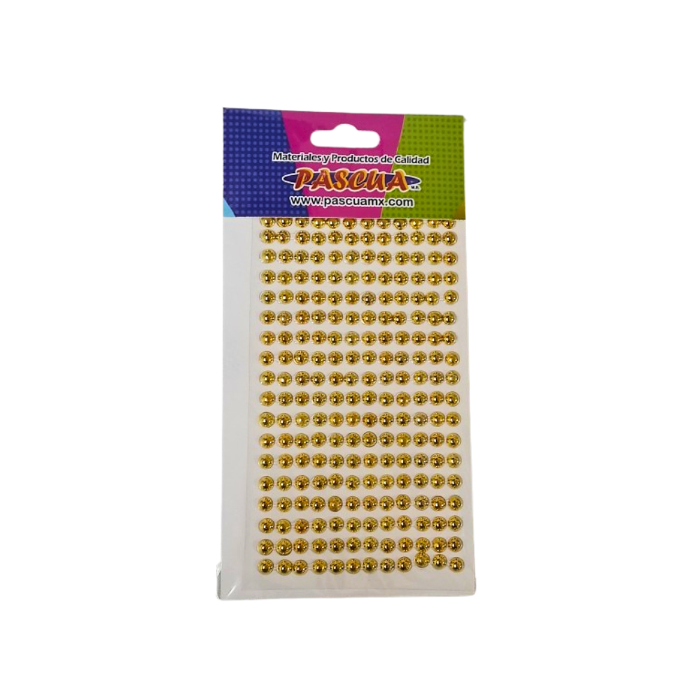 Estuche de piedras de plástico dorado con adhesivo Pascua (216 U)