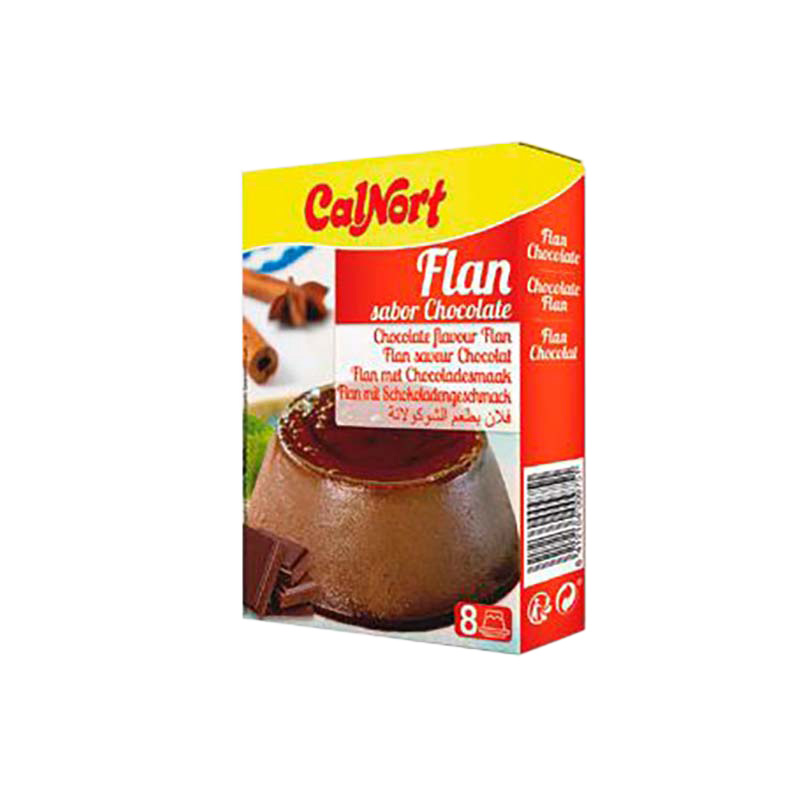 FLAN SABOR CHOCOLATE DISPLAY DE 2 SOBRES X 65G CALNORT
