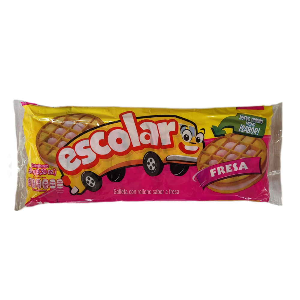 Galleta de vainilla con relleno sabor a fresa Escolar (264 g / 9.30 oz)