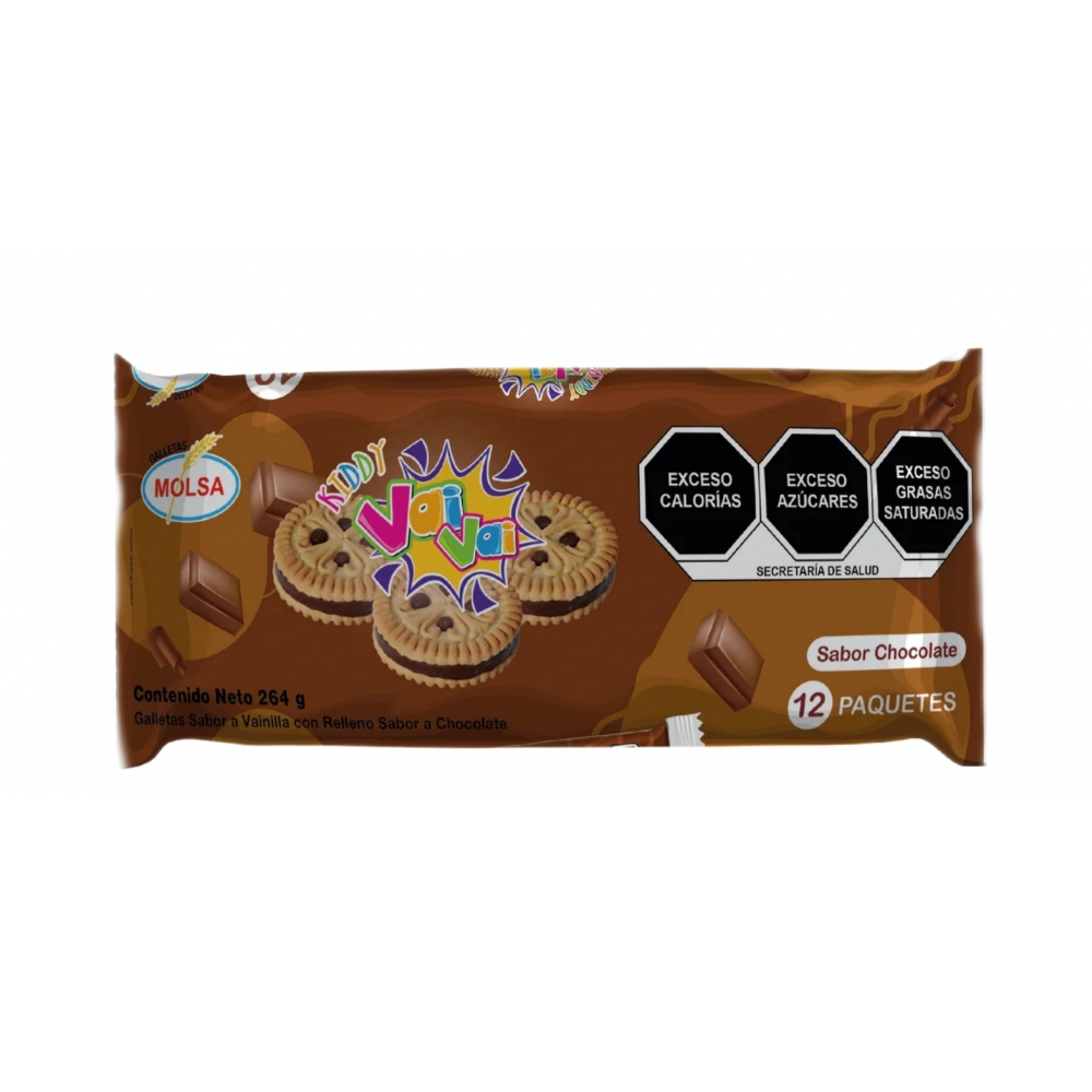 Galleta sabor vainilla con relleno sabor chocolate Vai Vai Molsa (264 g / 9.31 oz)