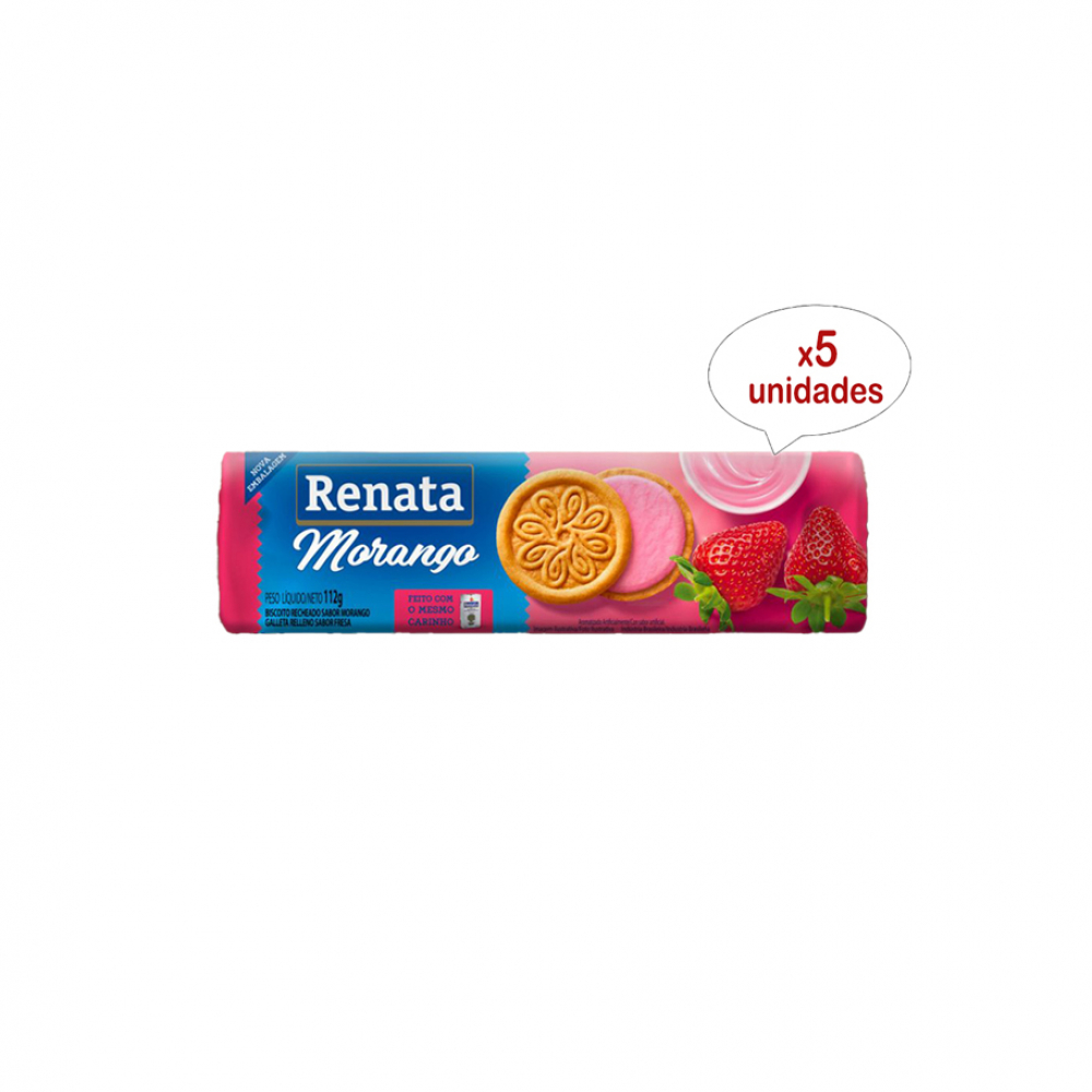 Galletas con relleno sabor fresa Renata (5 x 112 g / 3.95 oz)