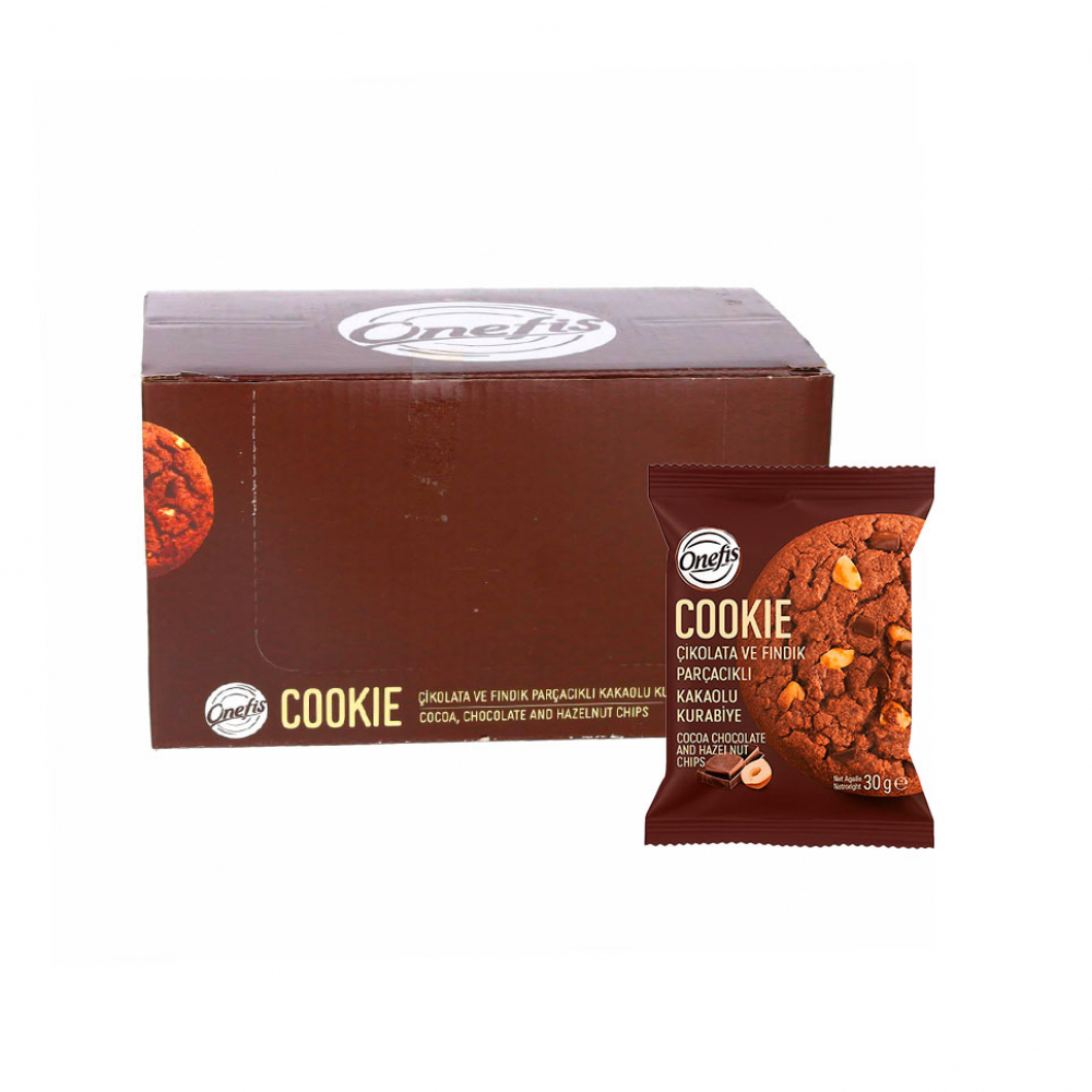 Galletas de cacao, avellanas y chispas de chocolate Onefis (360 g / 12.7 oz)