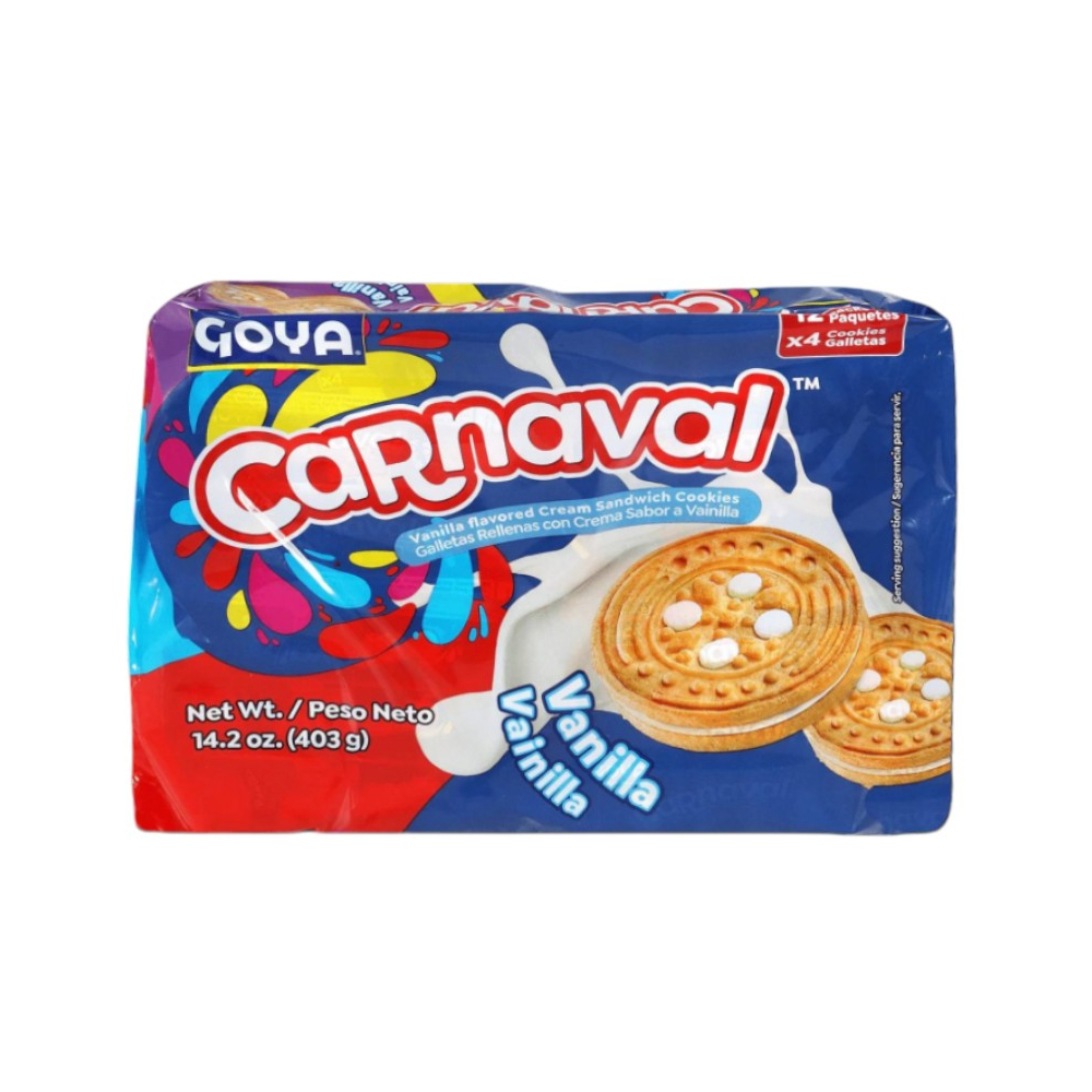 Galletas de vainilla rellenas con crema sabor a vainilla Carnaval Goya (403 g / 14.2 oz)