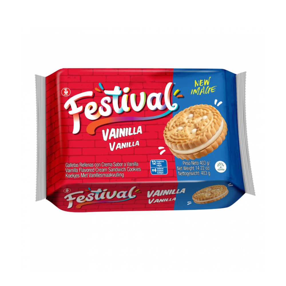 Galletas dulces rellenas con crema sabor a vainilla Festival (12 x 33.6 g / 1.19 oz)