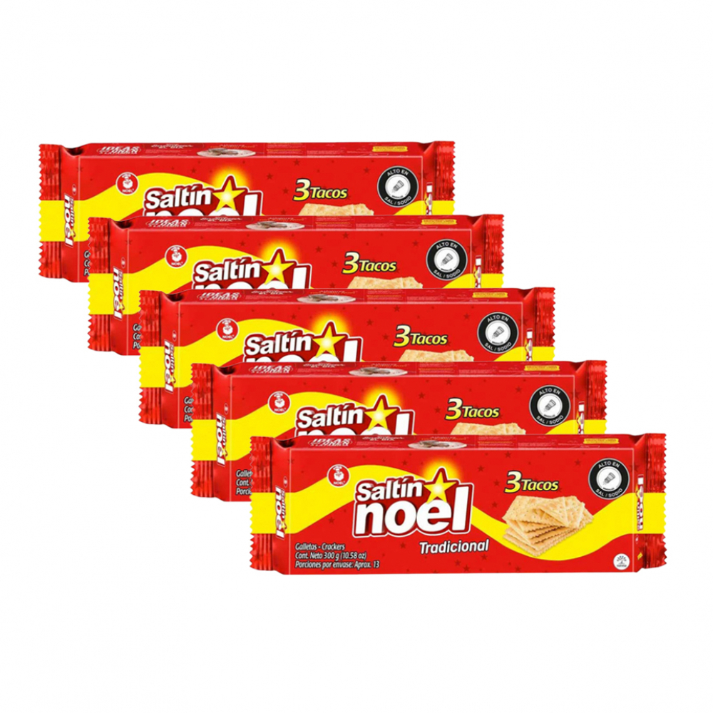 Galletas saladas sabor original 3 tacos Saltín Noel (300 g / 10.58 oz) X 5