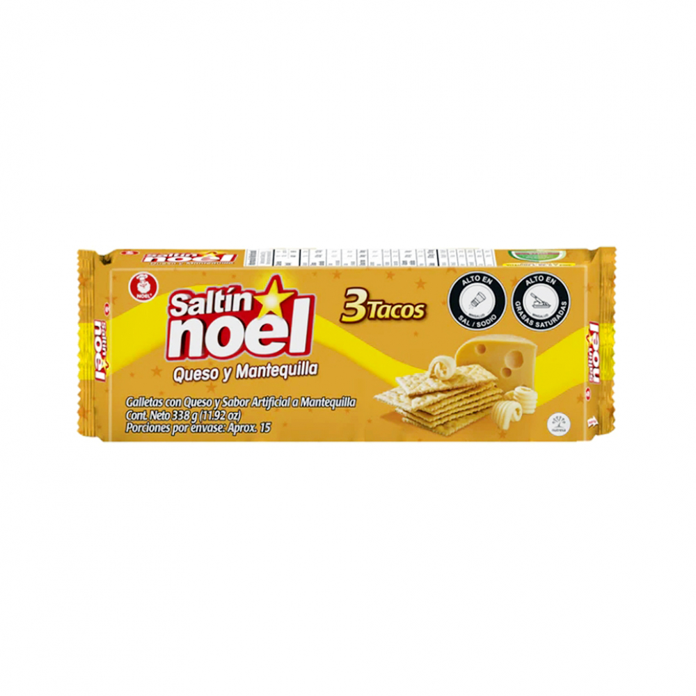 Galletas saladas sabor queso y mantequilla 3 tacos Saltín Noel (338 g / 11.92 oz)