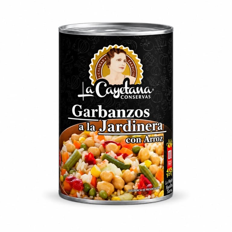 Garbanzos a la Jardinera con Arroz (415 gr) LA CAYETANA
